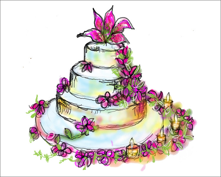 Wedding cake - detail from wedding invitation