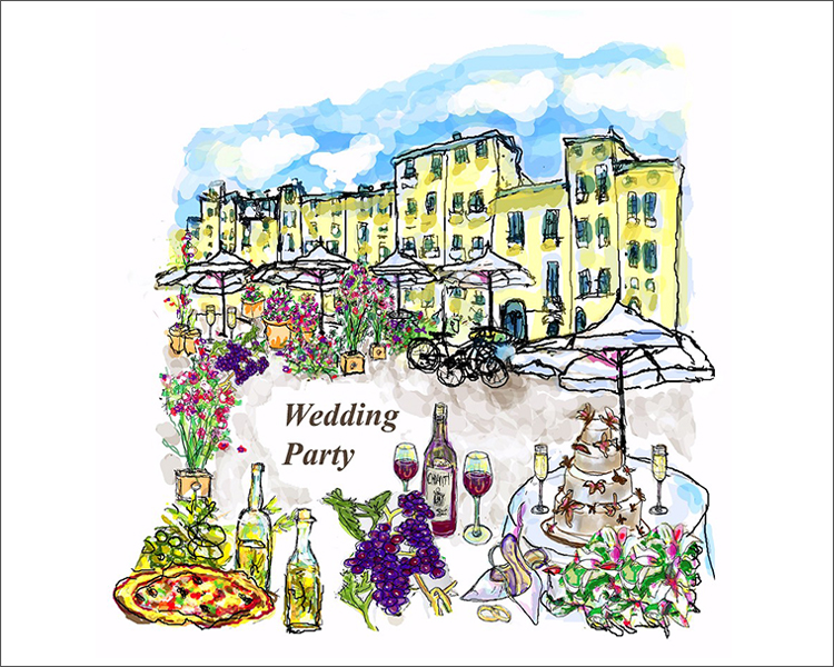 Wedding party invitation at Lucca, Italy